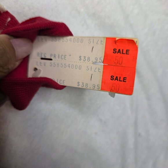 Levis Striped Long Sleeve Tee Shirt Red White Size Large 1991 Vintage Deadstock - Picture 5 of 8